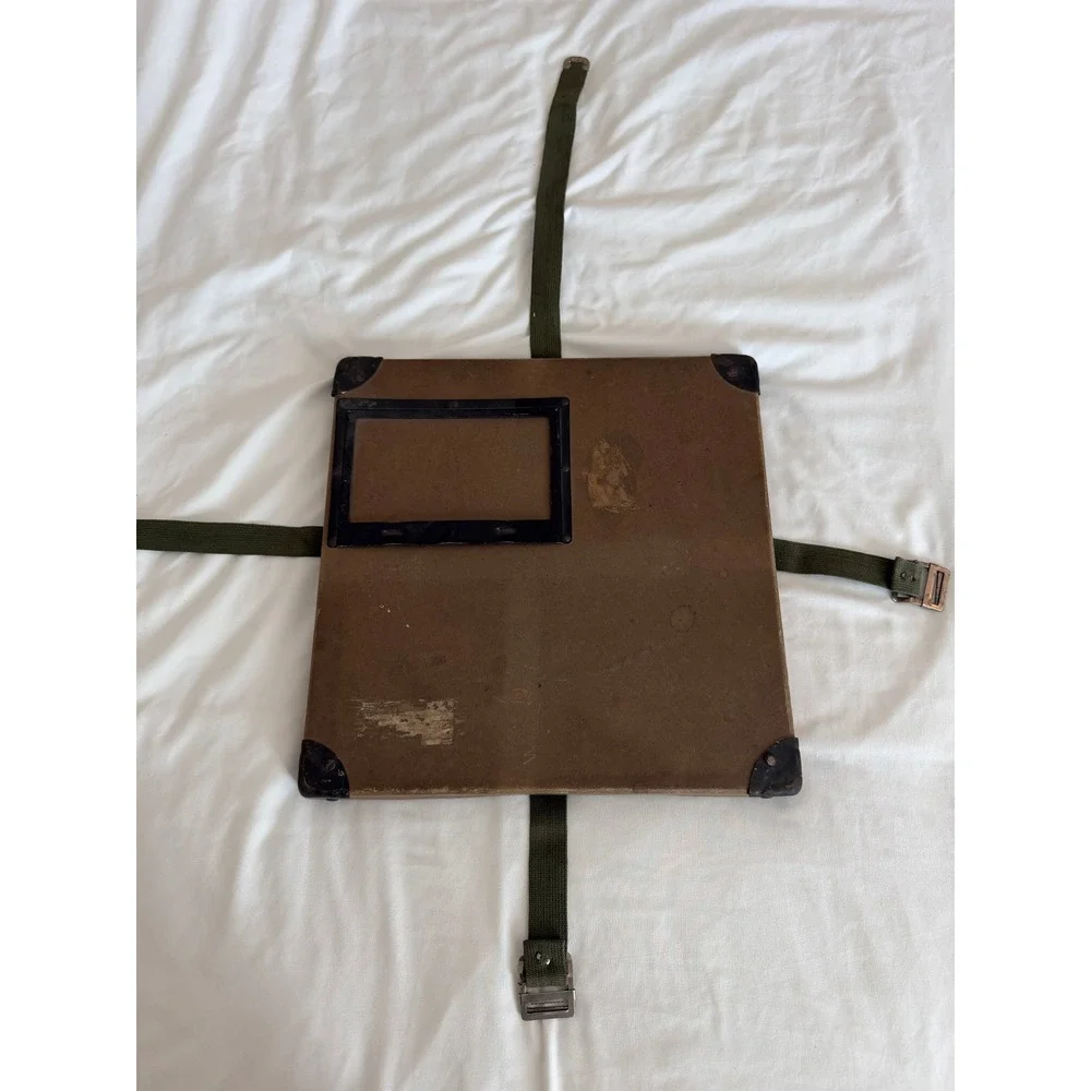 Vintage Brown Fiberboard Folding Carry Case Canvas Web Straps Metal Corners